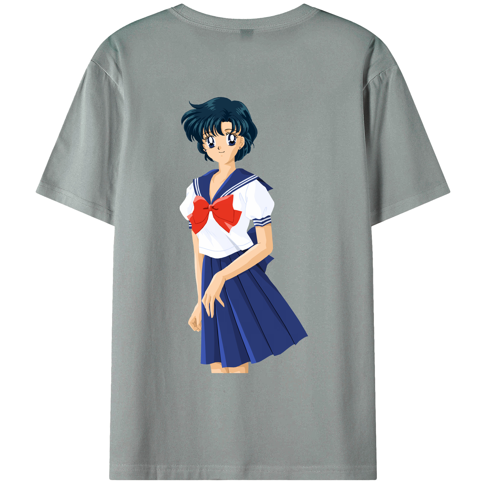 （画像用） 美少女戦士セーラームーン 水野 亜美 みずの あみ Sailor Moon Mizuno Ami 綿100％ メンズ半袖Tシャツ（バックプリント） 通気性